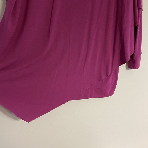 Soft Surroundings 1X Fuchsia Knit V-Neck Long Sleeve Overlay Madeline Tunic Top - Picture 3 of 11